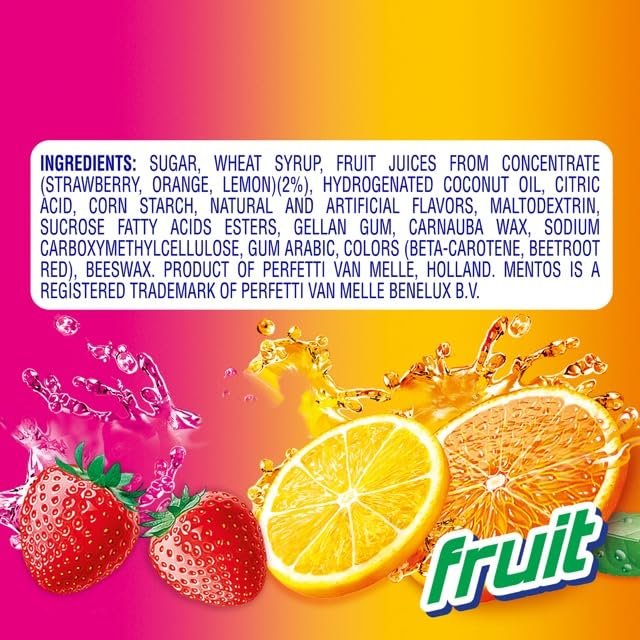 Mentos Candy, Mint Chewy Candy Roll, Fruit, Non-Melting, Holiday, Party, Concessions, Office, 14 Pieces (Bulk Pack of 15) – Packaging May Vary