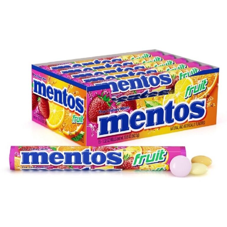 Mentos Candy, Mint Chewy Candy Roll, Fruit, Non-Melting, Holiday, Party, Concessions, Office, 14 Pieces (Bulk Pack of 15) – Packaging May Vary